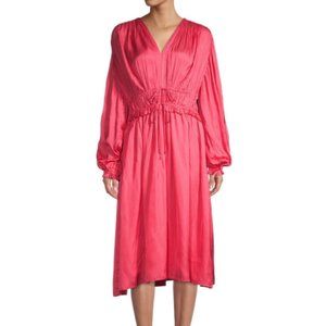 NWT Elie Tahari Pink Ruched Tie-Waist Dress